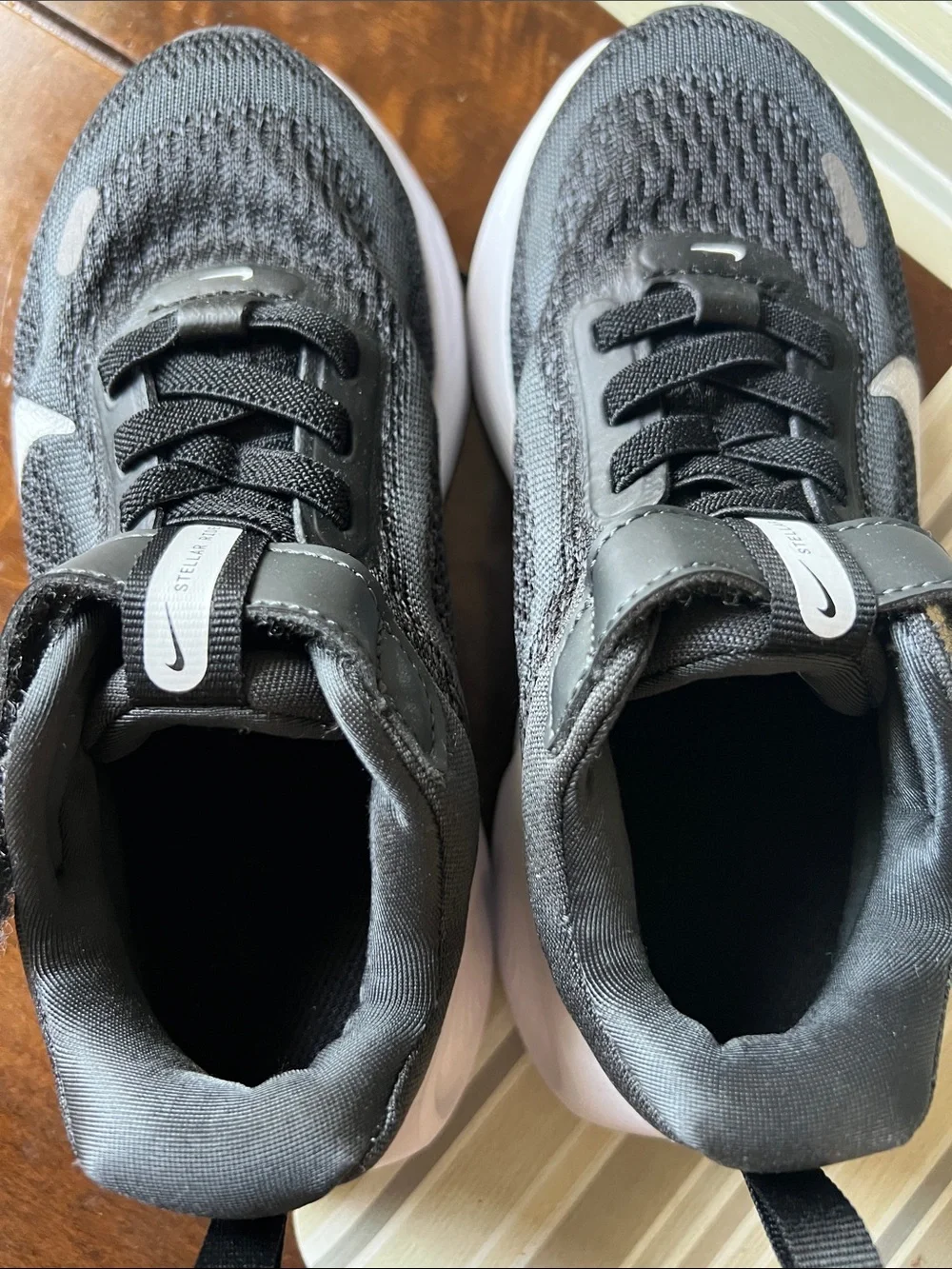 Nike Kids Black and White Velcro Athletic Sneakers